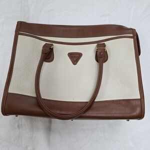 GUESS Cream and Brown Leather Tote